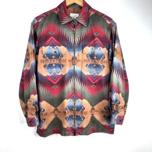 VTG Jones New York Aztec Southwestern Jacket S Zip Shacket Cowgirl Boho Western